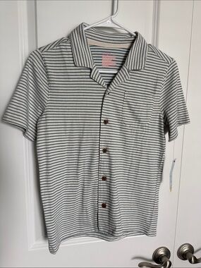 Cat & Jack Navy and White Striped Button-Down Polo